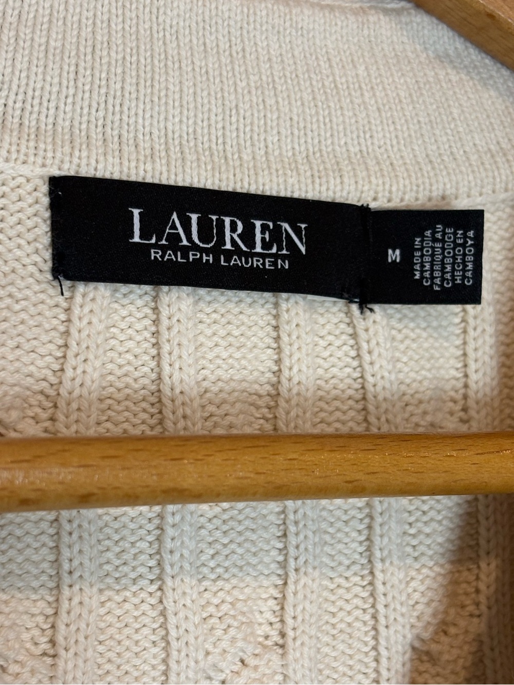 LAUREN Ralph Lauren Cable Knit Cotton Cricket Sweater Embroidered Anchor M - Picture 8 of 8